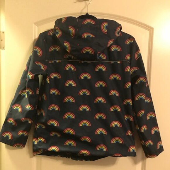 Gymboree Girls Rainbow Rain Jacket Zip Up Hood & Pockets Size 10-12 - Picture 2 of 3